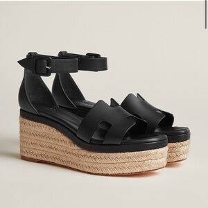 Hermes Black Platform Espadrilles size 6